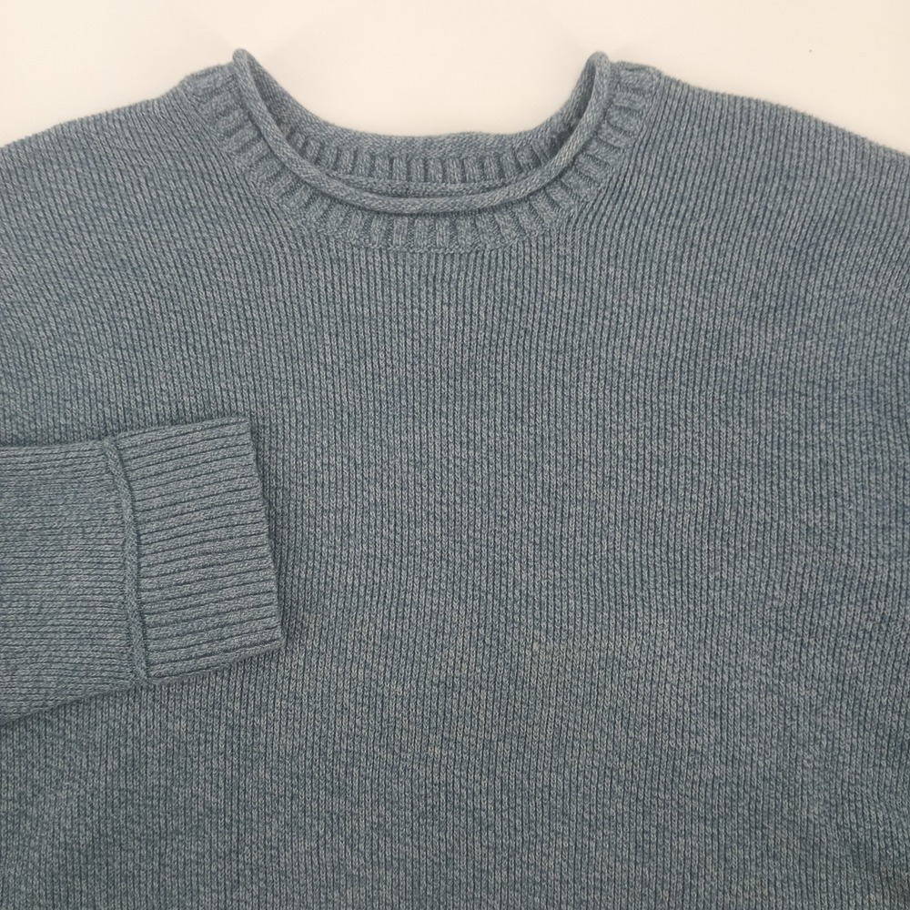 Hollister Mens XL Blue Marl Ribbed Knit Crewneck Pullover Sweater Cotton Blend